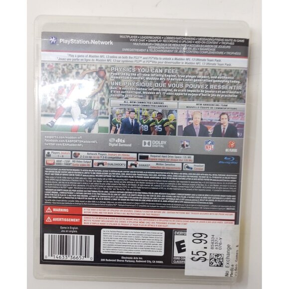 Madden NFL 13 (Sony PlayStation 3, 2012) PS3 Football Video Game - Picture 3 of 7